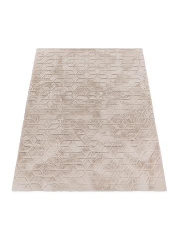 KADIMA DESIGN Hochflor Teppich waschbar Unifarben Struktur Schlafzimmer in Beige