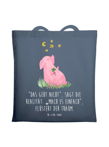 Mr. & Mrs. Panda Shopping Tasche Schwein Glück mit Spruch in Indigo Blue