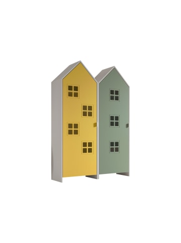 58 aufm Kessel REGALSCHRANK Set Kania 115x37x171 MDF+Holzwerkstoff Weiß /Bunt