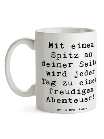 Mr. & Mrs. Panda Kaffeetasse Spruch Freudiger Spitz mit Spruch in Weiß