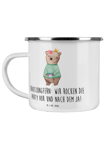 Mr. & Mrs. Panda Emaille Tasse Brautjungfern Party mit Spruch in Transparent