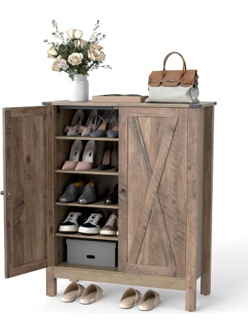 COSTWAY Schuhschrank mit Türen in Grau