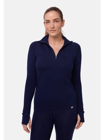 DANISH ENDURANCE Langarmshirt Merino Halfzip in dark navy