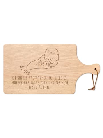 Mr. & Mrs. Panda Frühstücksbrett Robbe Lachen mit Spruch in Transparent