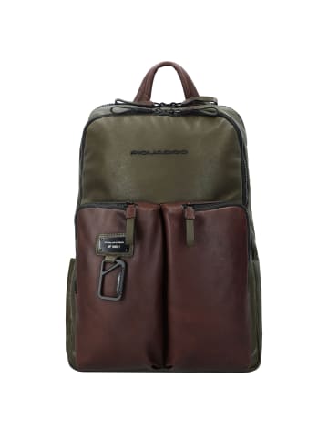 Piquadro Harper Rucksack RFID Leder 40 cm Laptopfach in green-dark brown