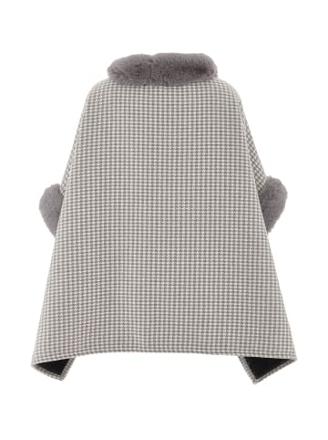 osha Poncho in Wollweiss Grau