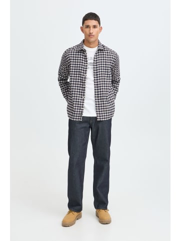 BLEND Langarmshirt Knopfleiste Karomuster Zeitloser Look in Blau
