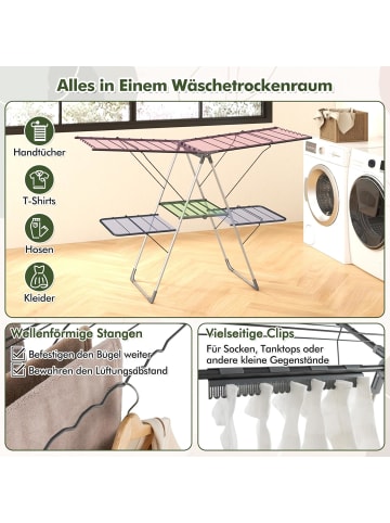 COSTWAY Wäscheständer klappbar in Silber