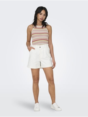 JACQUELINE de YONG Lässige Jeans Shorts Kurze Paperbag Bermuda Hose in Weiß