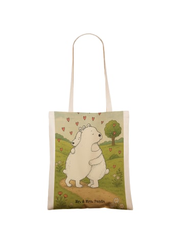 Mr. & Mrs. Panda Tote Bag Eisbär Umarmen Design ohne Spruch in Weiß