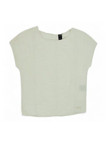Jack Wolfskin Bluse Shirt Linen Look Top Damen kurzarm Bluse in Grau
