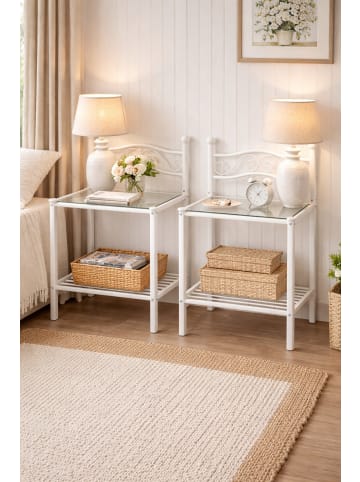 möbel-direkt Nachttisch Dagmar in cremeweiß, 2 Nachttische