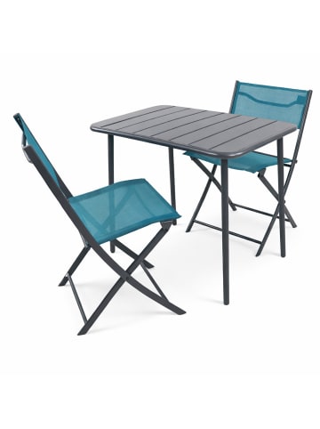 VCM 3 tlg. Bistroset Balkonset Gartenset Metall Sumila in Türkis