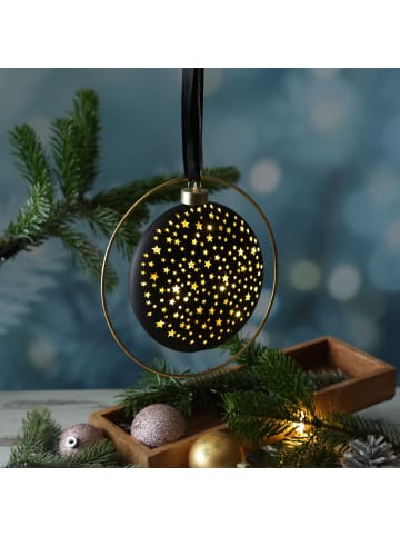 MARELIDA LED Kreis im Ring mit Sternmotiv beleuchtet D: 20cm in schwarz, gold