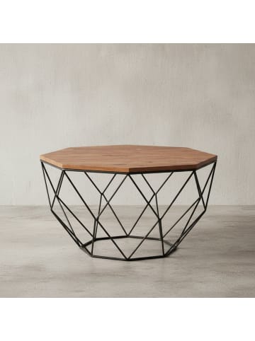 KADIMA DESIGN Couchtisch Sheesham Massivholz / Metall 66 x 40 x 66 cm,