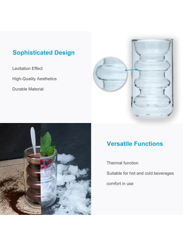 Intirilife Doppelwandiges Thermo Glas Isoliert Teeglas Kaffeeglas in 2x 260ml Transparent