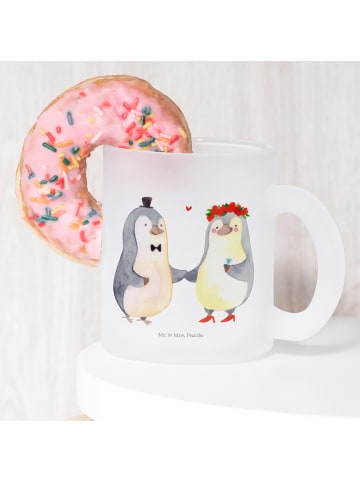 Mr. & Mrs. Panda Teetasse Pinguin Heirat ohne Spruch in Transparent