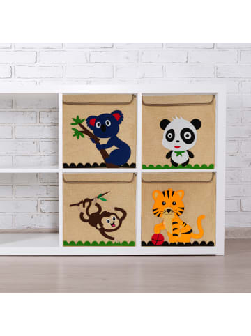 relaxdays Kinder-Aufbewahrungsbox "Panda" in Beige/ Weiß - (B)33 x (H)33 x (T)33 cm