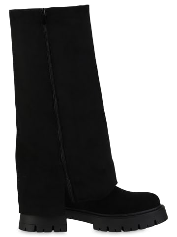VAN HILL Bikerstiefel Mia in Schwarz Velours