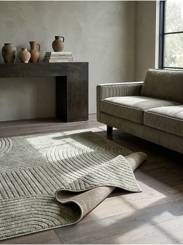 KADIMA DESIGN Teppich Kurzflor mit Jute-Rücken, dicht gewebt und pflegeleicht in Grün