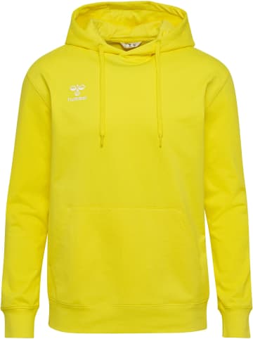 Hummel Hoodie mit Logo-Stickerei und Kängurutasche in Gelb-2