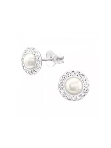 Alexander York Ohrringe, Ohrstecker PERLE und KRISTALL in 925 Sterling Silber, 2-tlg.
