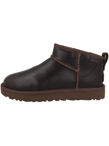 UGG Boots Classic Ultra Mini Lthr Regen in dunkelbraun