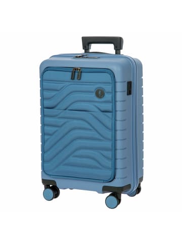 BRIC`s BY Ulisse - 4-Rollen-Kabinentrolley mit Vortasche 55 cm erw. USB (olive) in avio