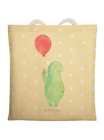 Mr. & Mrs. Panda Einkaufstasche Schildkröte Luftballon ohne Spruch in Gelb Pastell