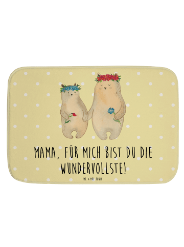 Mr. & Mrs. Panda Badvorleger Bären mit Blumenkranz mit Spruch in Gelb Pastell