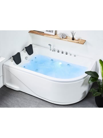 Beliani Eckbadewannen CALAMA in Weiß/Schwarz/Silber - (W) 120 x (H) 70 x (L) 180 cm