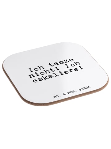 Mr. & Mrs. Panda Untersetzer Glas Ich tanze nicht! Ich... mit Sp... in Weiß