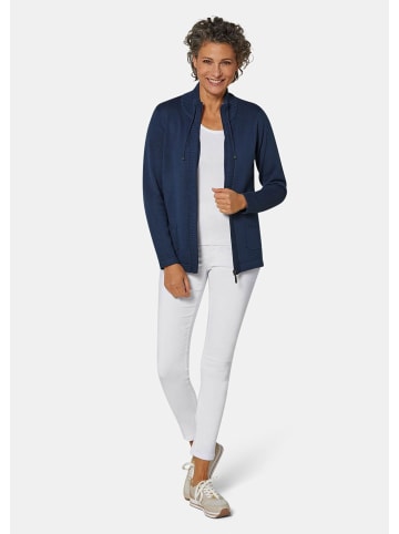 GOLDNER Kurzgröße:  Sportliche Strickjacke in marine