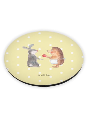 Mr. & Mrs. Panda Rund Magnet Hase Igel ohne Spruch in Gelb Pastell