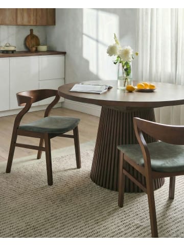 Beliani 2er-Set Esszimmerstuhl MAROA in Braun/Grün