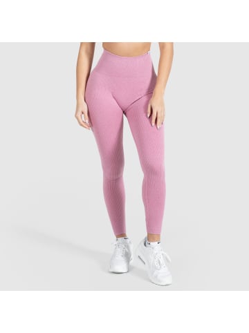 SMILODOX Kompression Leggings Amaze Ripp in Dunkelpink Melange