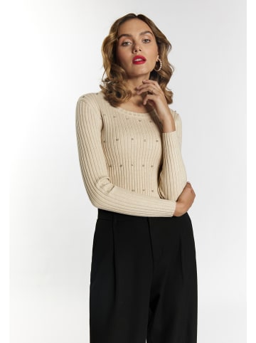 faina Pullover Mit Strass-Steinen in Hellbeige