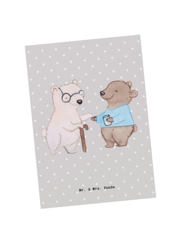 Mr. & Mrs. Panda Postkarte Altenpfleger Herz ohne Spruch in Grau Pastell