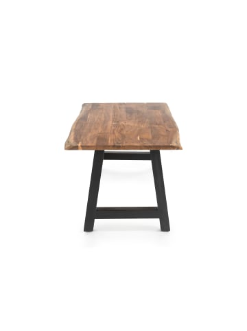 SalesFever Esstisch 200x100 cm Platte Massivholz Akazie Baumkante mit A-Gestell in Schwarz
