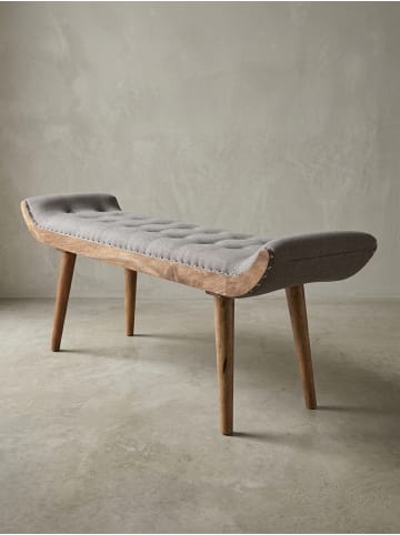 KADIMA DESIGN Sitzbank Stoff / Massivholz Bank 125x51x38 cm