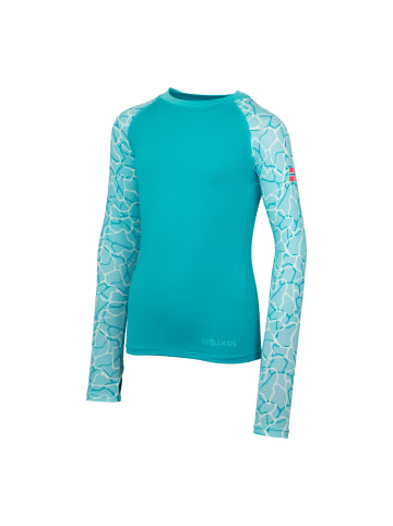Trollkids Badeshirt langarm Haukland in dark turquoise/madeira blue