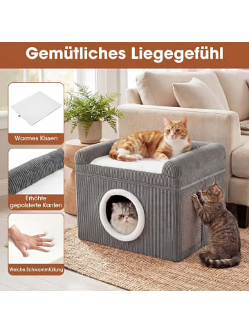COSTWAY Katzenhaus faltbar 49 x 41 x 39 cm in Grau