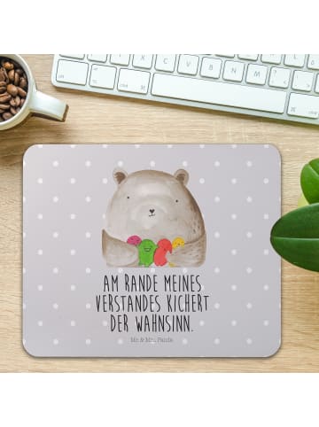 Mr. & Mrs. Panda Mousepad Bär Gefühl mit Spruch in Grau Pastell