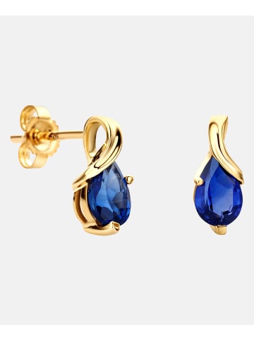 Diamant L'éternel Ohrstecker aus 375 Gelbgold mit Saphir