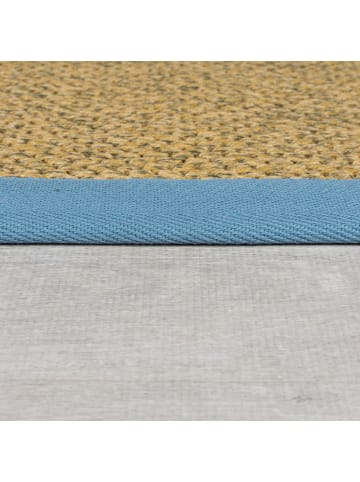 KADIMA DESIGN Outdoor Teppich Sisal Bordüre, Balkon schmutzabweisend in Natur-Blau