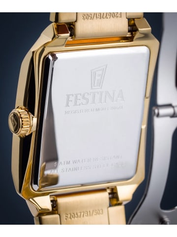 Festina Herrenuhr Quarz Rechteckig Goldfarben