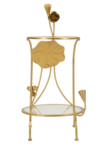 Mauro Ferretti Couchtisch mit 2 Ablagen aus goldfarbenem Metall und Glas, ø 40 x 78 cm