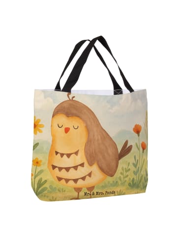 Mr. & Mrs. Panda Shopper Tasche Eule Zufrieden Design ohne Spruch in Weiß