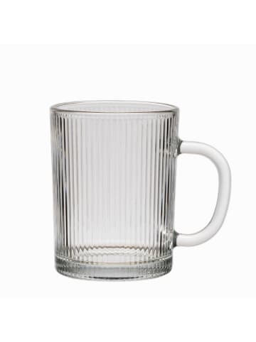 ZOHA Glas 2er Set Riffle Cup Henkelglas - 360 ml Kaffeeglas, Glas in Transparent