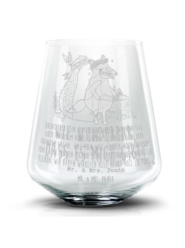 Mr. & Mrs. Panda Longdrinkglas Igel Federschmuck mit Spruch in Transparent